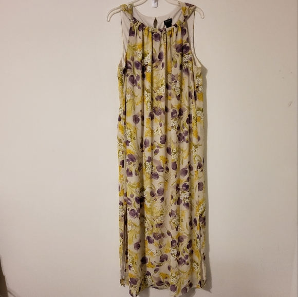 MSK Green/Purple Multi-Colored Sleeveless Floral Maxi Dress Size 16W - Picture 1 of 10